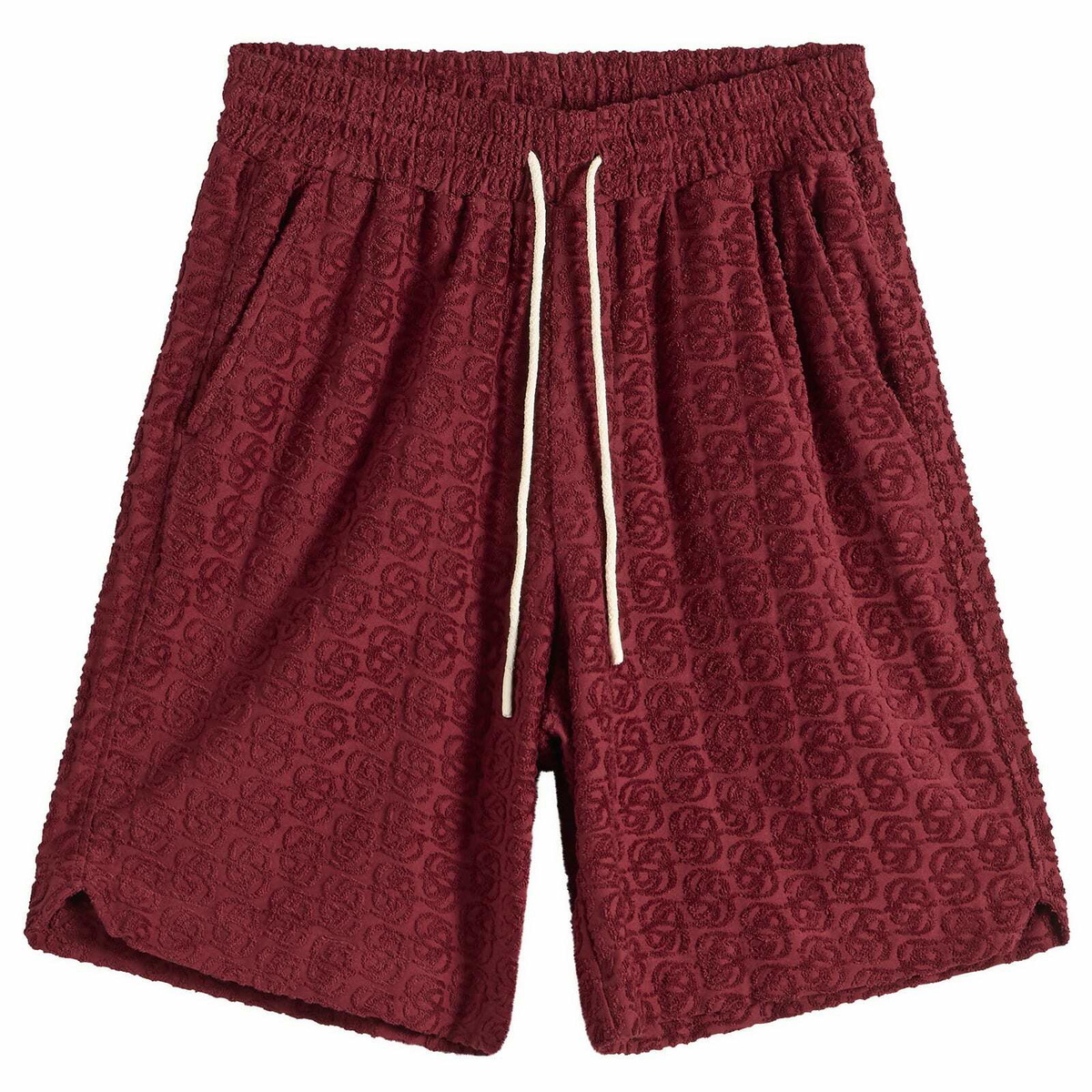 Drôle de Monsieur Men's Monogram Shorts in Wine