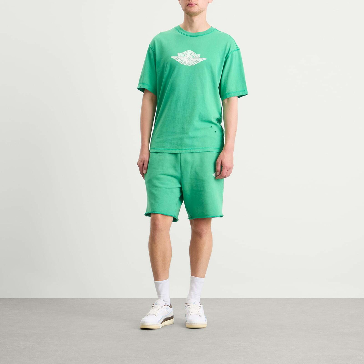 Air Jordan Men's Rare Air Pullover Fleece Short in Stadium Green/Sail