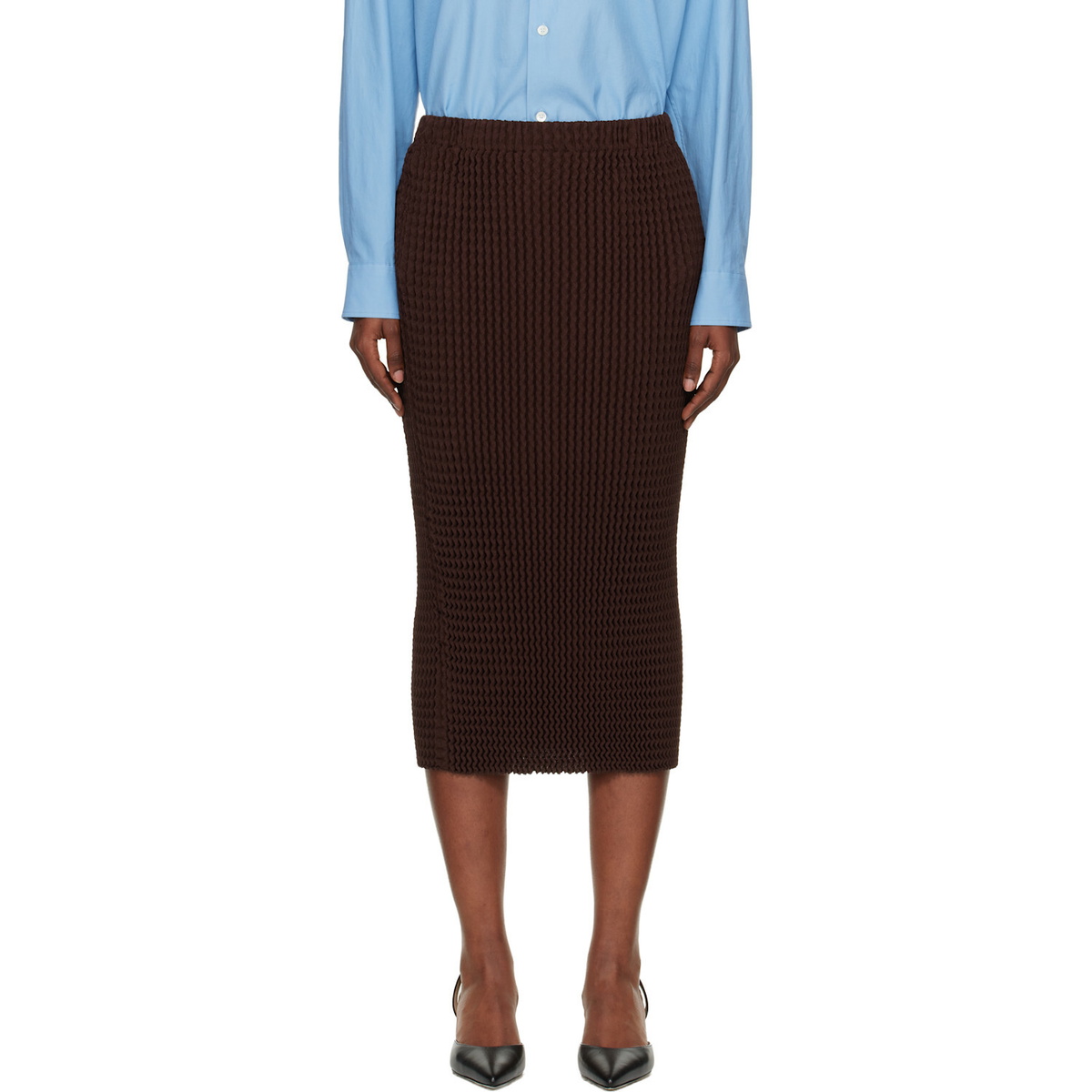 ISSEY MIYAKE Brown October Spongy-58 Midi Skirt
