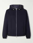 Moncler - Cotton-Blend Jersey Zip-Up Hoodie - Blue