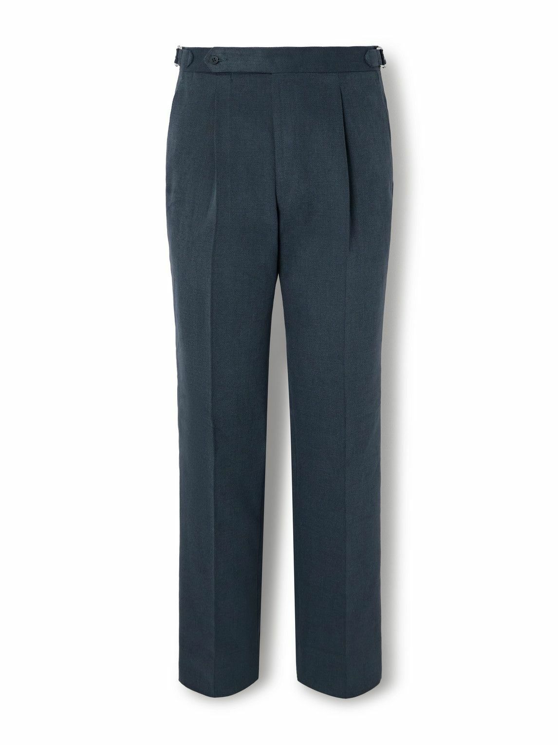 Stòffa - Tapered Pleated Cotton-Canvas Trousers - Blue