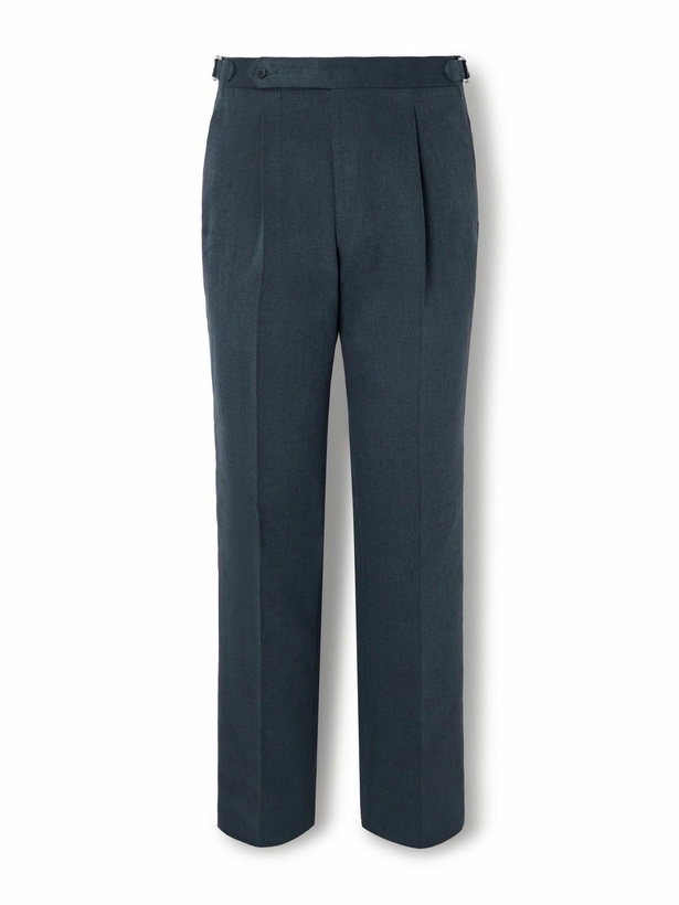 Photo: Stòffa - Tapered Pleated Cotton-Canvas Trousers - Blue