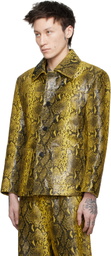 LU'U DAN Black & Yellow 'Year of the Snake' Creep Leather Jacket