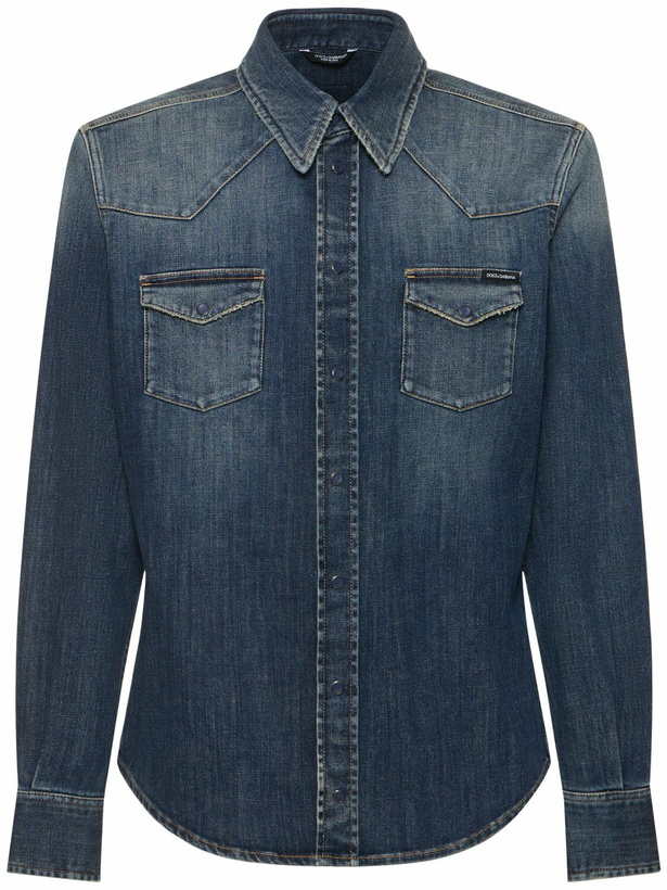 Photo: DOLCE & GABBANA Washed Stretch Denim Shirt