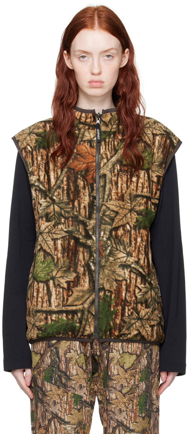 Gramicci Khaki Stand Collar Reversible Vest
