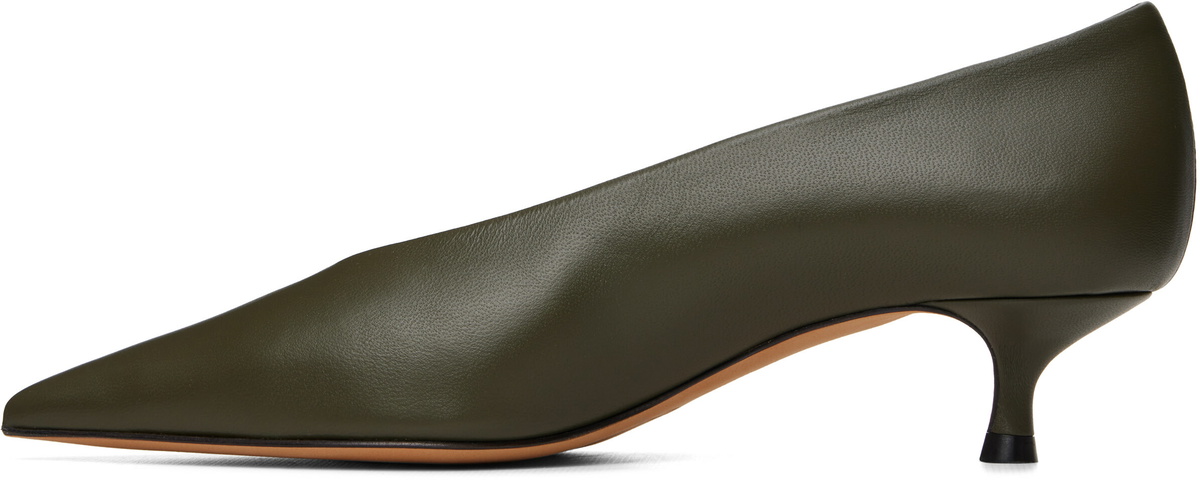 Le Monde Beryl Khaki Babouche Kitten Heels