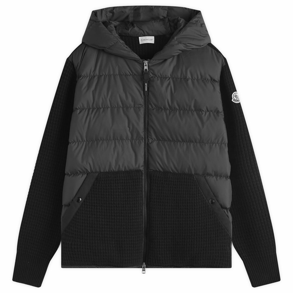 Moncler Men's Down Knit Waffle Jacket in Black Moncler