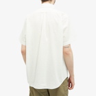 Engineered Garments Men's Popover Button Down Short Sleeve Shirt in White Seersucker