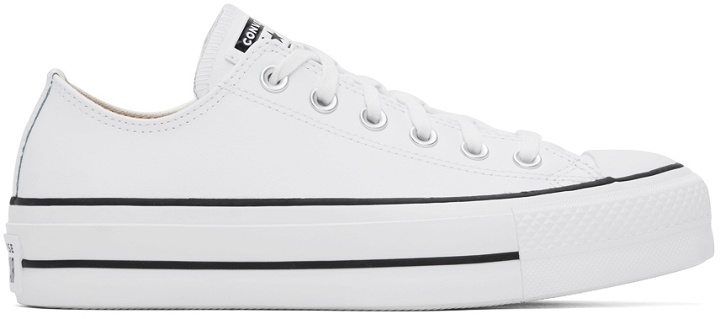 Photo: Converse White Chuck Taylor All Star Platform Leather Low Top Sneakers