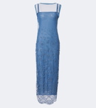 SIR Leif embroidered mesh maxi dress