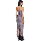 Rick Owens Pink & Navy Tower Bustier Denim Maxi Dress