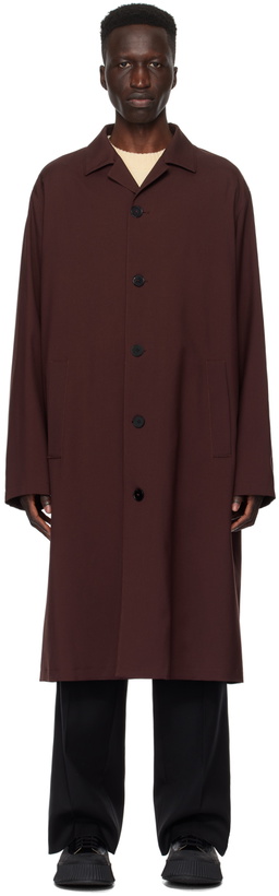 Photo: Jil Sander Burgundy Single-Breasted Coat