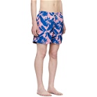 Bather Pink and Blue Tropical Palms Swim Shorts