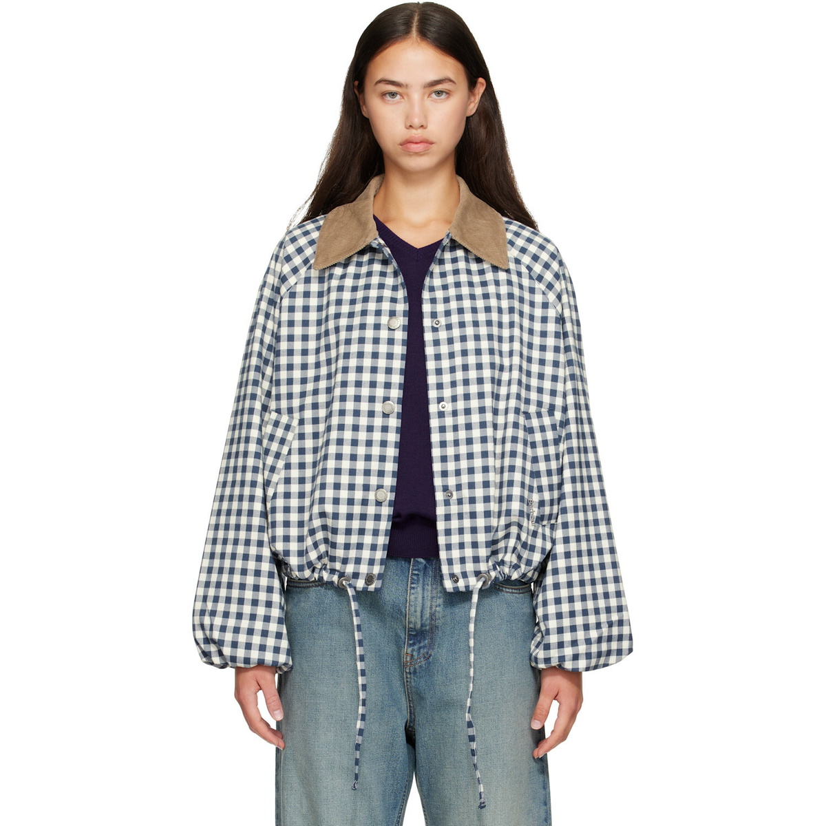 Barbour Blue & White Ovingham Gingham Casual Jacket