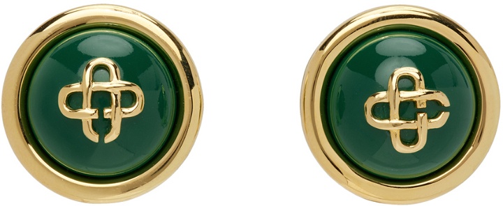 Photo: Casablanca Gold & Green CC Dome Earrings