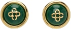 Casablanca Gold & Green CC Dome Earrings