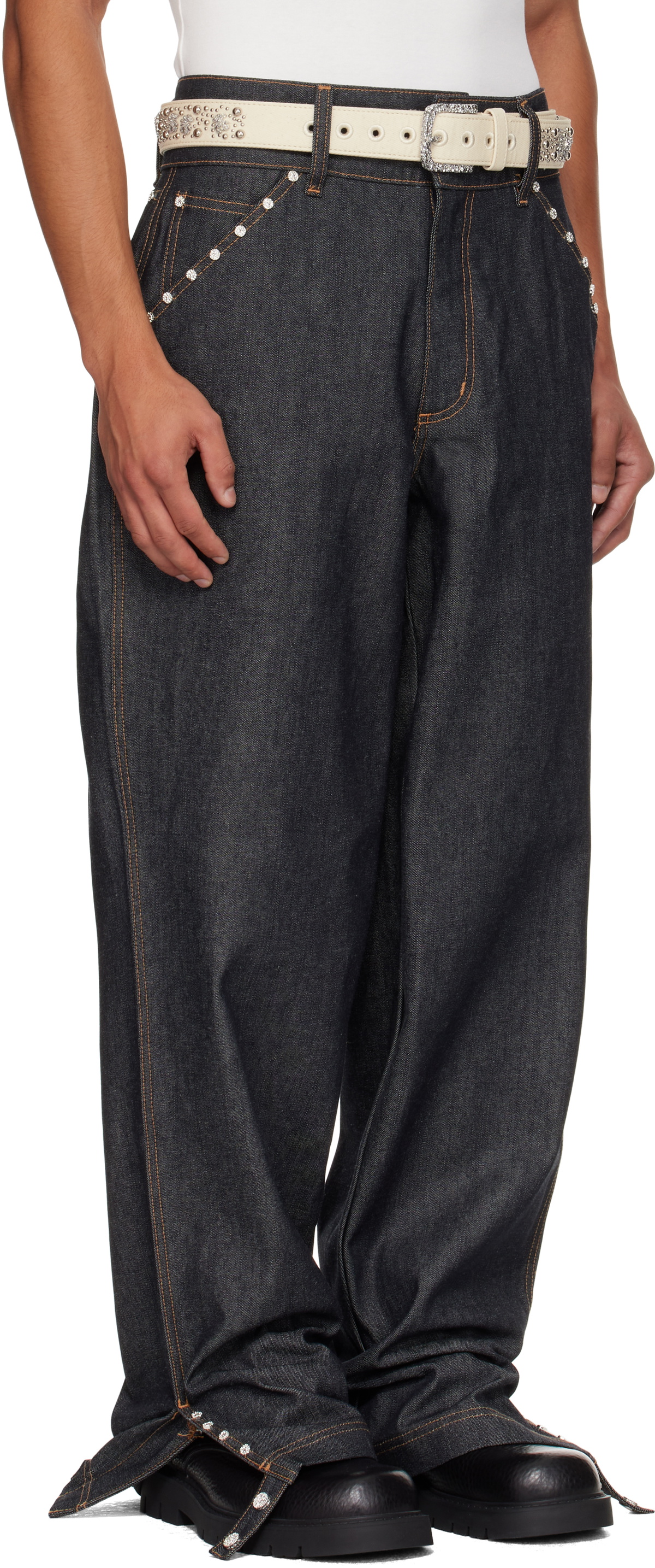 Veneda Carter SSENSE Exclusive Navy Studded Jeans
