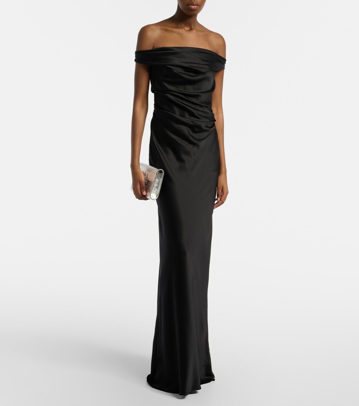 The Sei Bardot off-shoulder silk charmeuse gown