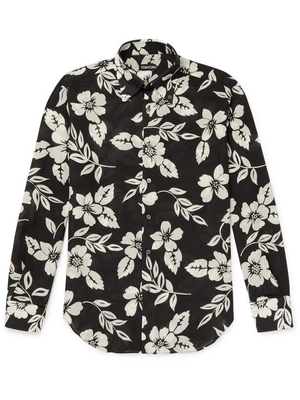 Photo: TOM FORD - Button-Down Collar Printed Lyocell Shirt - Black - 40