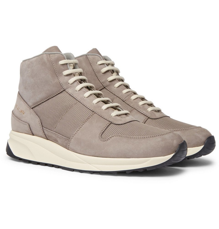 Photo: Common Projects - Track Vintage Nubuck and Mesh High-Top Sneakers - Men - Gray