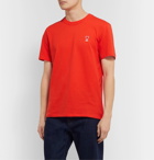 AMI - Slim-Fit Logo-Appliquéd Cotton-Jersey T-Shirt - Red