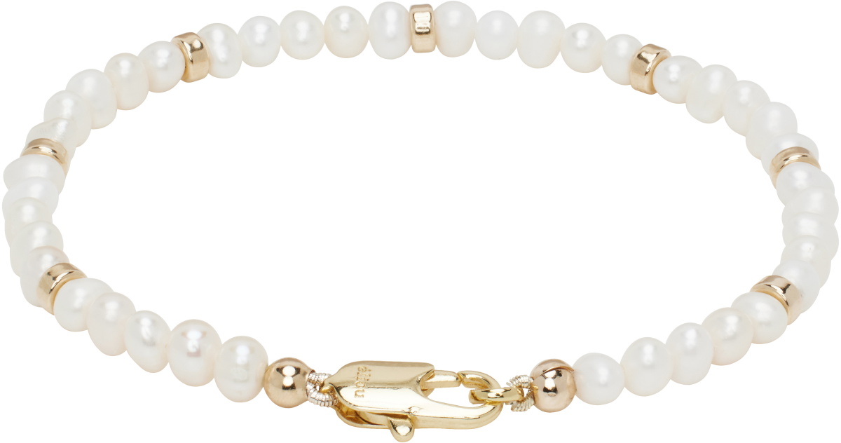 éliou SSENSE Exclusive White & Gold Lim Bracelet