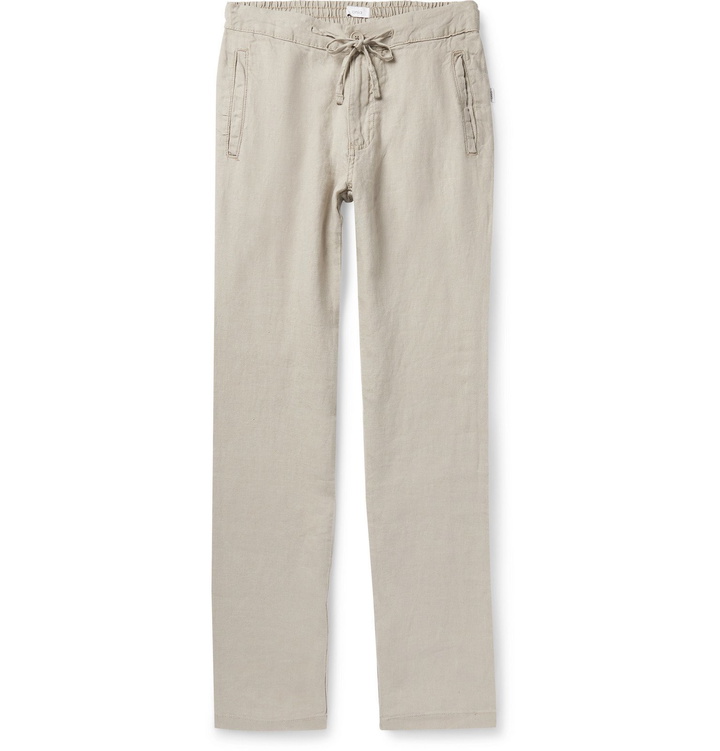 Photo: Onia - Collin Slub Linen Drawstring Trousers - Brown