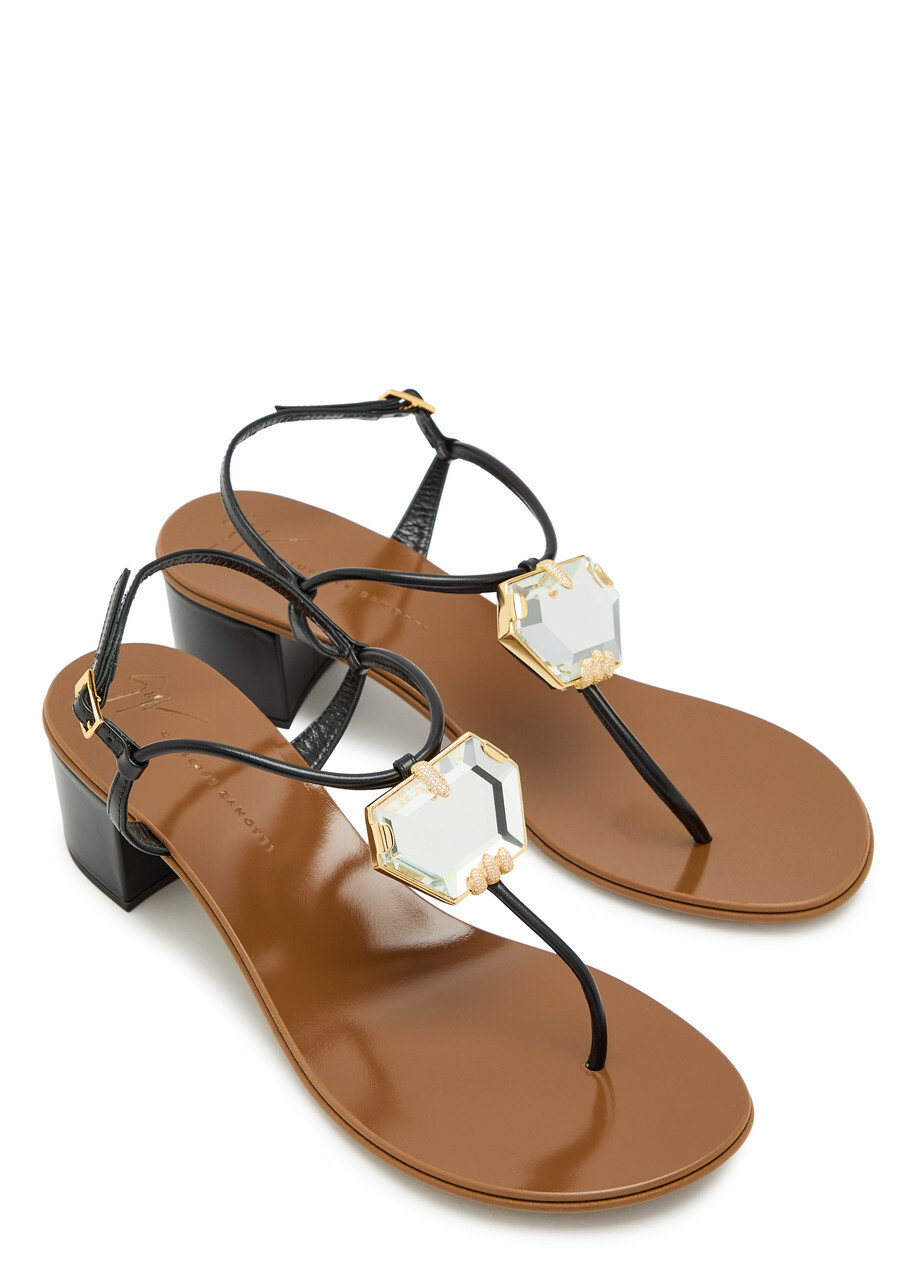 Giuseppe Zanotti Rock 40 Crystal-embellished Leather Sandals Black