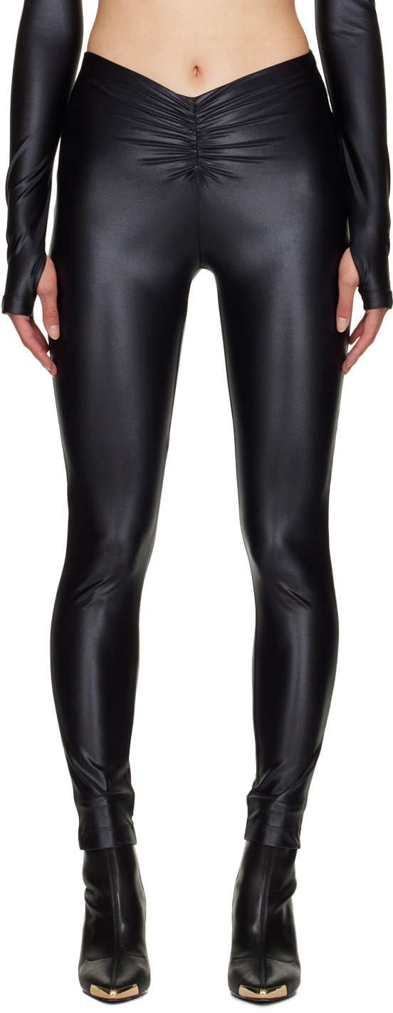 Versace Jeans Couture Black Ruched Leggings Versace