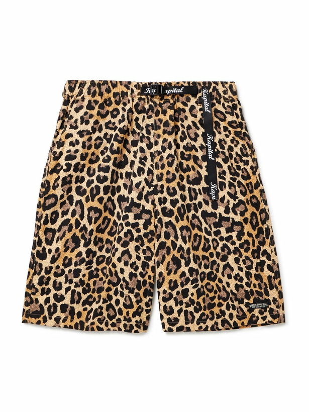 Photo: KAPITAL - Easy Wide-Leg Belted Leopard-Print Cotton-Twill Shorts - Brown