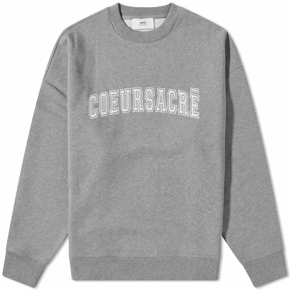 AMI Men's Coeur Sacre Crew Sweat in Heather Grey AMI