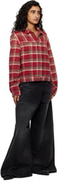 R13 Red Relaxed Pleated Trucker Jacket