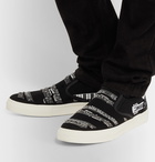 AMIRI - Embellished Leather-Trimmed Canvas Slip-On Sneakers - Black
