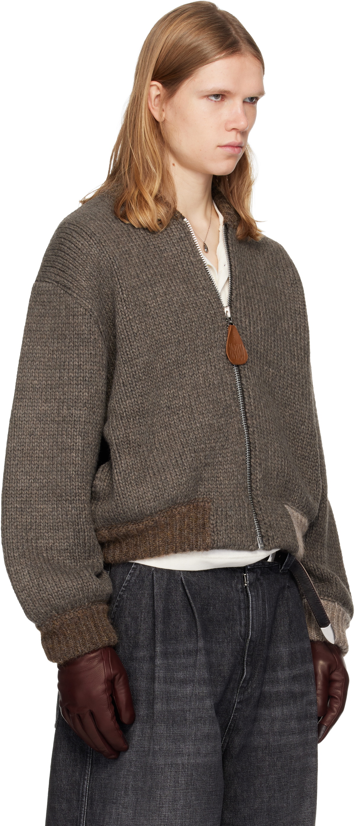 Magliano Brown Knitted Bomberone Bomber Jacket