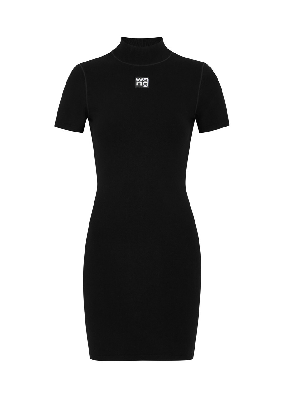 Alexanderwang.t Logo Knitted Mini Dress Black