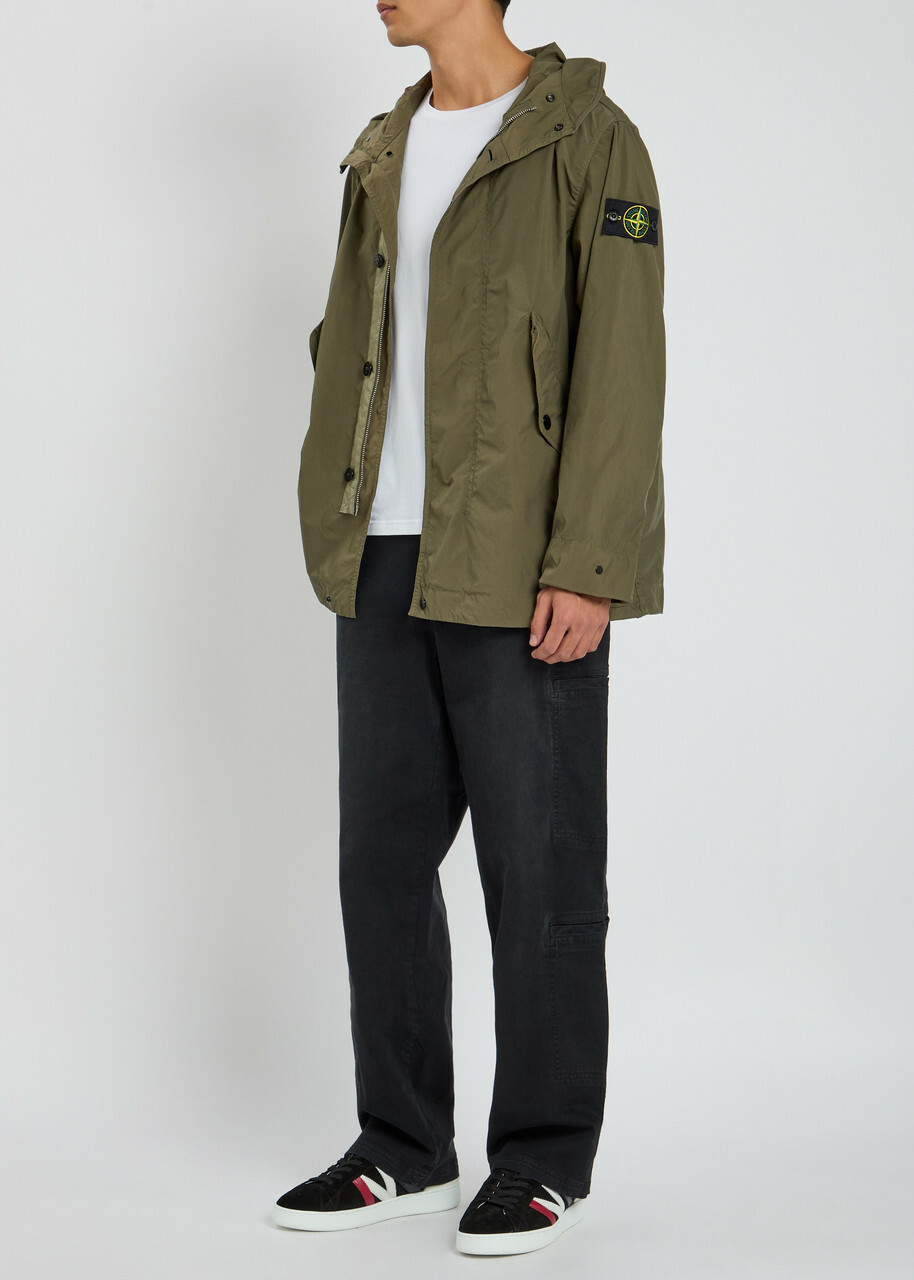Stone Island Light Compact Shell Parka Coat Green Stone Island