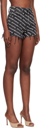 Alexander Wang Black Denim Bite Logo Shorts