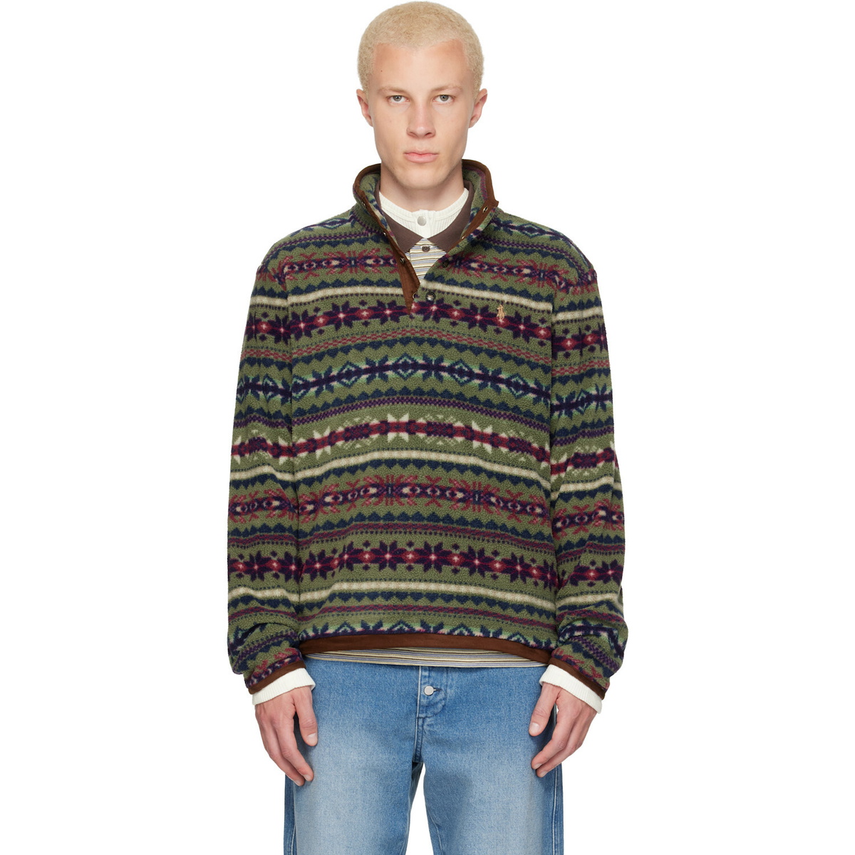 Polo Ralph Lauren Green Patterned Fleece Sweater