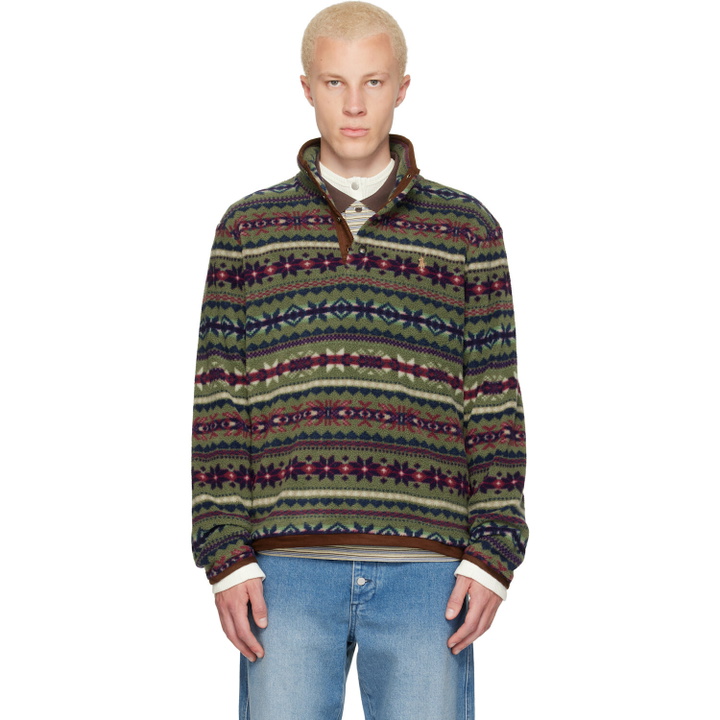 Photo: Polo Ralph Lauren Green Patterned Fleece Sweater