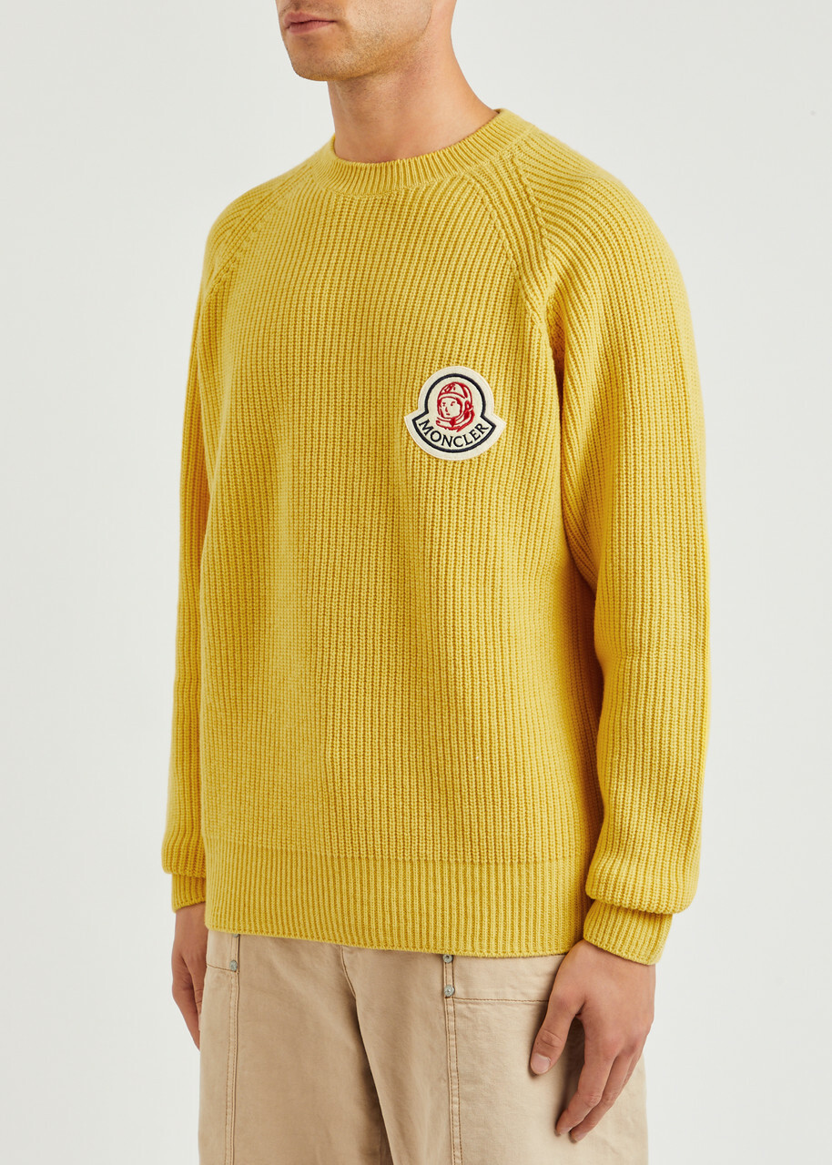 Moncler Genius X Billionaire Boys Club Ribbed Wool-blend Jumper Yellow