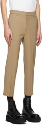 Solid Homme Beige Tapered Cropped Trousers