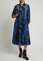 Lovebirds Judi Printed Silk Midi Dress Blue