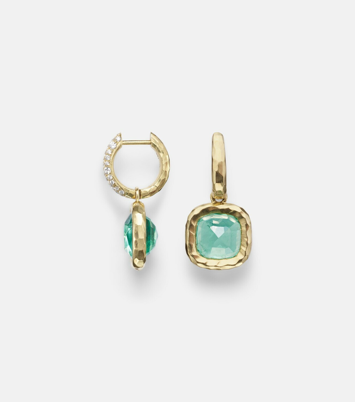 Octavia Elizabeth 18kt gold huggie earrings with emeralds and diamonds