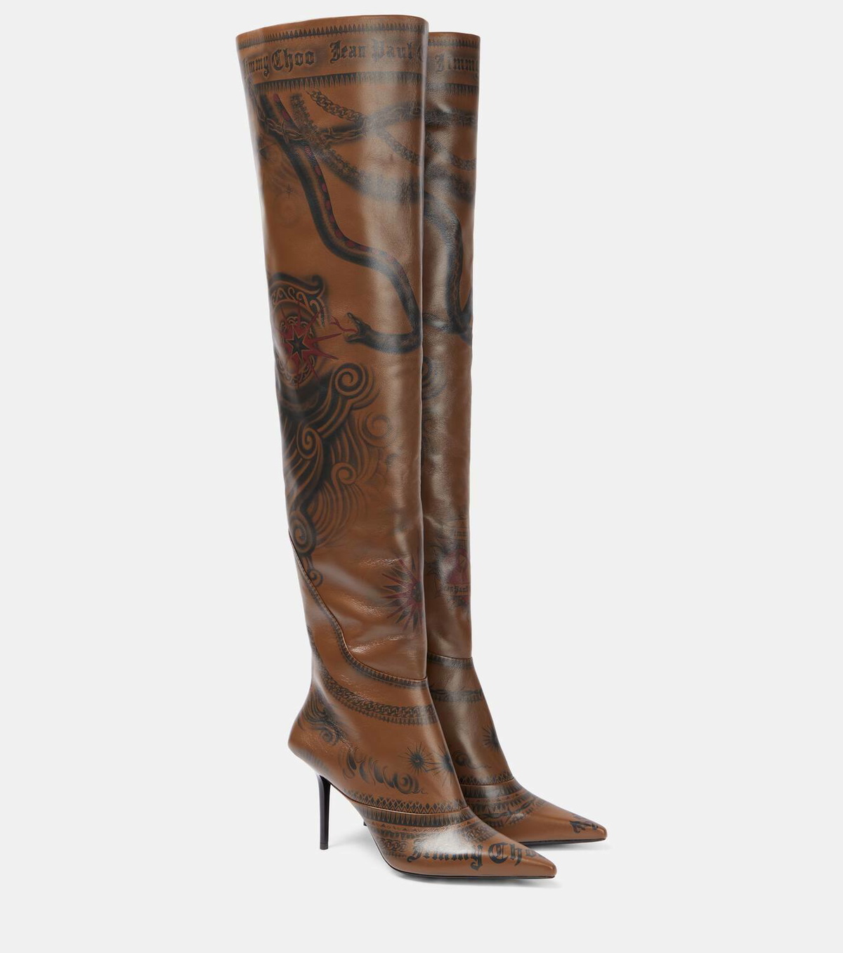 Jean Paul Gaultierコラボ [JIMMY CHOO] ニーハイブーツ レザー ジミー チュウ / JEAN PAUL GAULTIER OVER THE KNEE | Beige