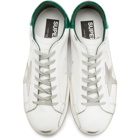 Golden Goose White and Green Superstar Sneakers