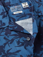 Blue Blue Japan - Sakura Camp-Collar Indigo-Dyed Floral-Print Voile Shirt - Blue