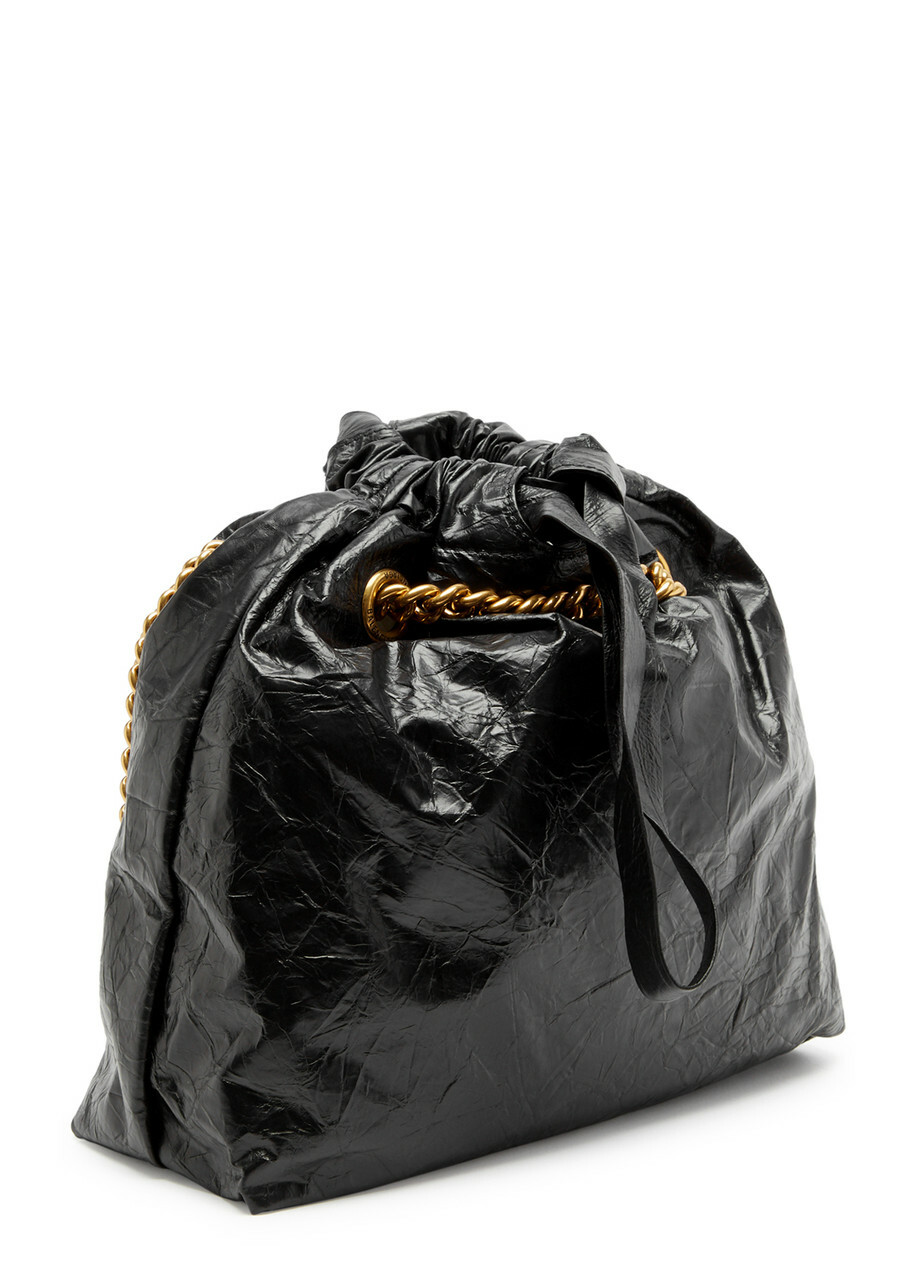 Balenciaga Crush Small Crinkled Leather Bucket bag - Black - One Size