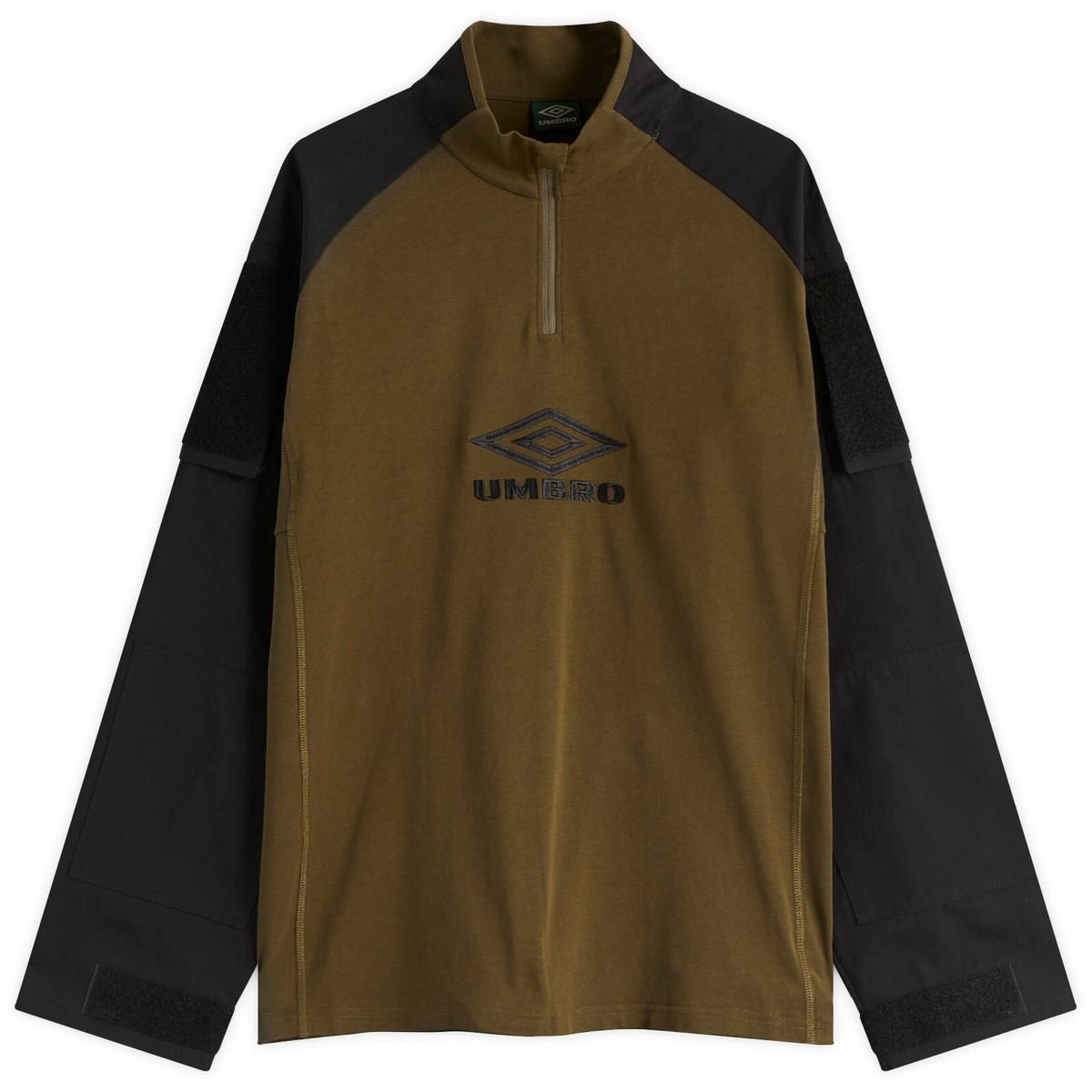 Umbro by Slam Jam Men's Tactical Half Zip Sweat in Black Army Green