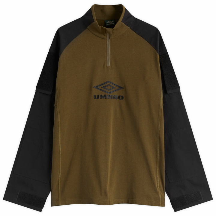 Photo: Umbro by Slam Jam Men's Tactical Half Zip Sweat in Black Army Green