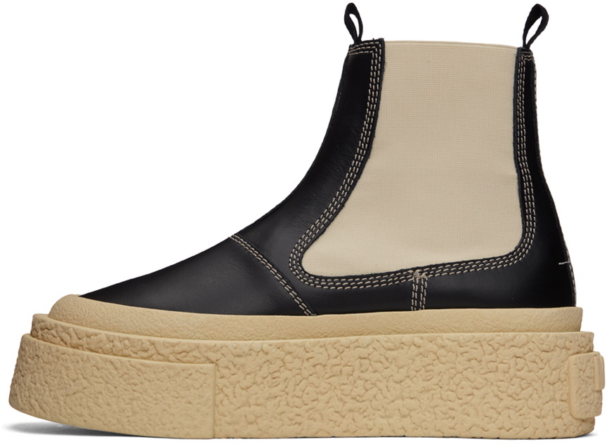 MM6 Maison Margiela Black Leather Platform Boots MM6 Maison Margiela